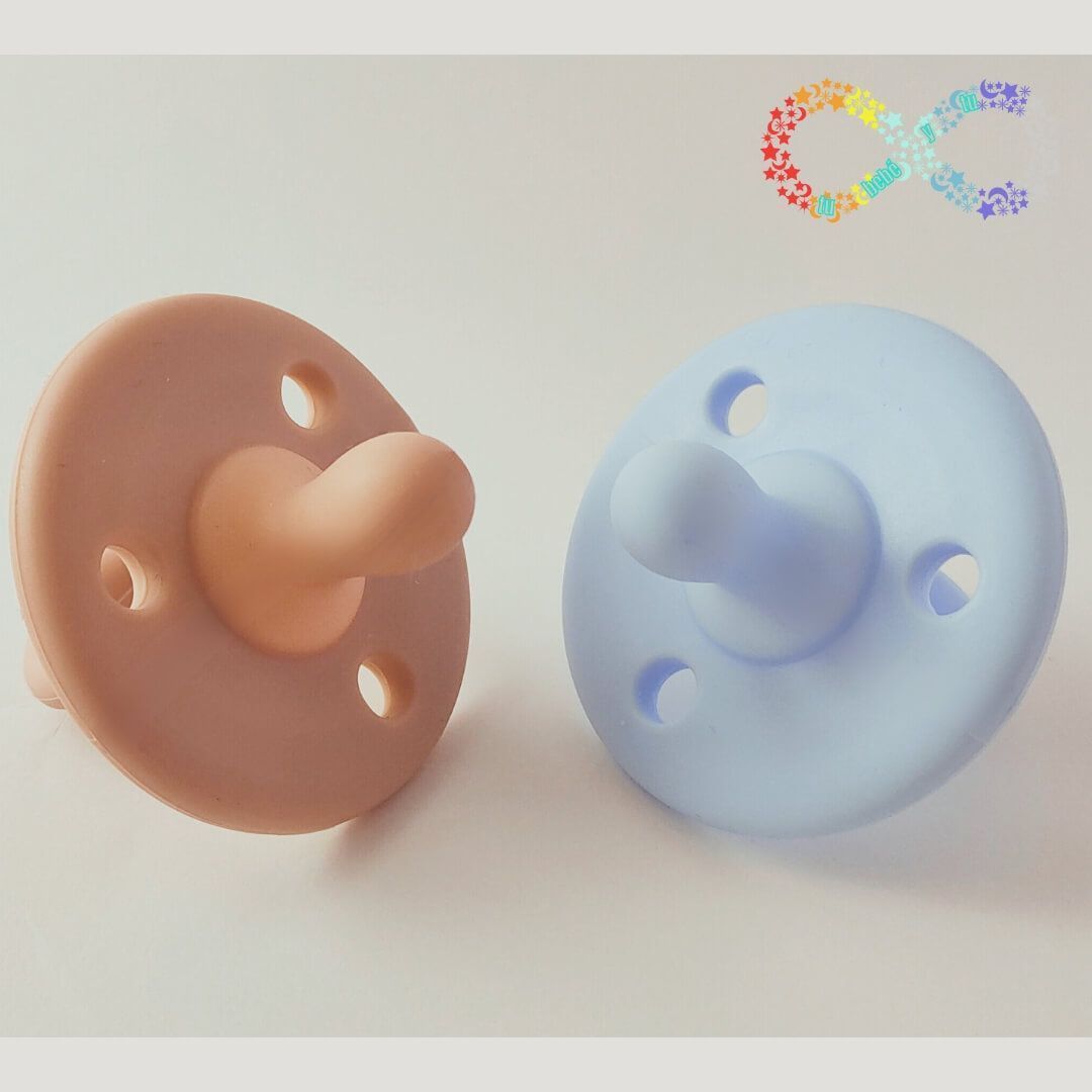 Duo Chupetes Rosa Nude y Azul Bebé